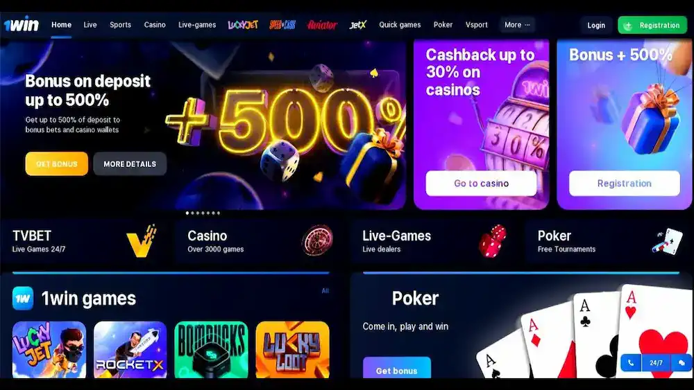 1win casino interface